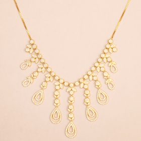 Gold Polished Silver Necklace with Earring set