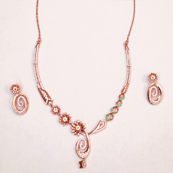 Rose Gold Necklace with colored Stones