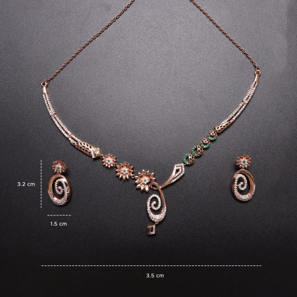 Rose Gold Necklace with colored Stones