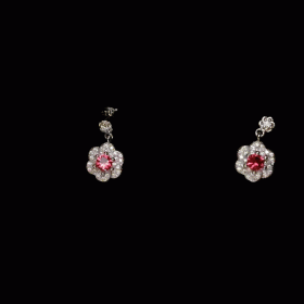 Rosy Red Stone Silver Earring (92.5 silver)