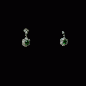 Green Stone 92.5 Pure Sterling Silver Earring