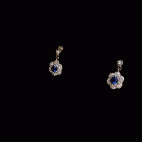 Fierce Silver Flower with Blue Stone Earring (92.5 silver)
