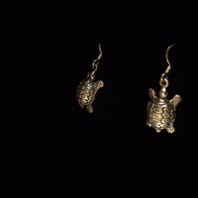 hanging tortoise silver earring