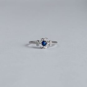 Blue Gemstone Studded Silver Ring