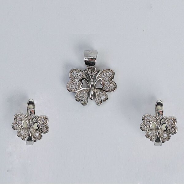 Butterfly Shaped Sterling Silver pendant with Earrings
