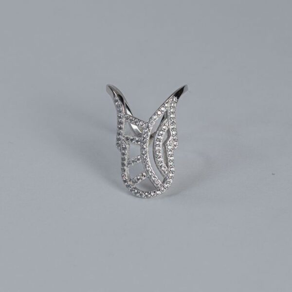 Cubic Zirconia Studded Sterling Silver Ring