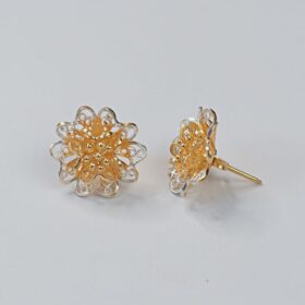 Dahlia Flower Designed Silver Earrings