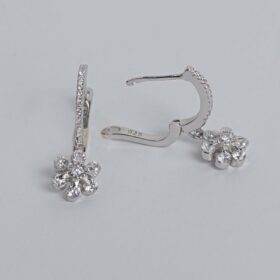 Floral Hoop Sterling Silver Earrings