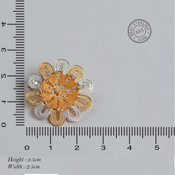 Flower Designed Silver Saree Pin