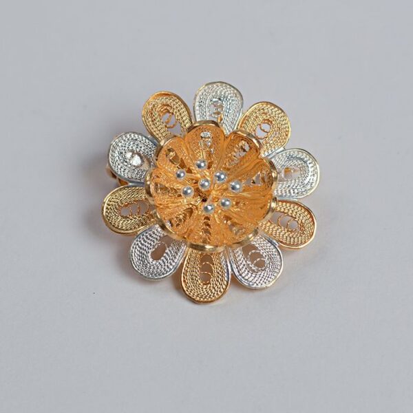 Flower Designed Silver Saree Pin