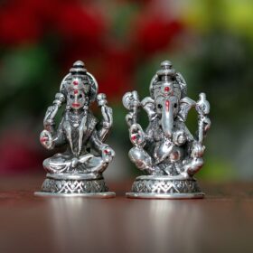 Ganesha Lakshmi Sterling silver Idol