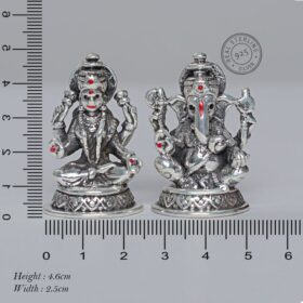 Ganesha Lakshmi Sterling Silver Idol