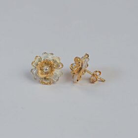 Geranium Flower Gold plated Silver Earrings