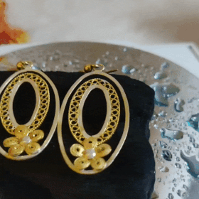Gold Plated Dangling Sterling Silver Earrings