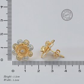 Gold plated Flower Silver Earrings
