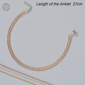 Gold plated Three Layered Silver Anklet