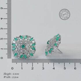 Green Gems Octagonal Sterling silver Earrings