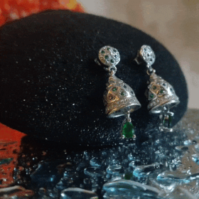 Green Gems Studded Sterling silver Earrings