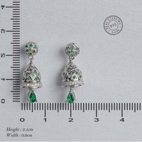 Green Gems Studded Sterling silver Earrings