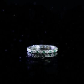 Green Zirconia Sterling Silver Band Ring