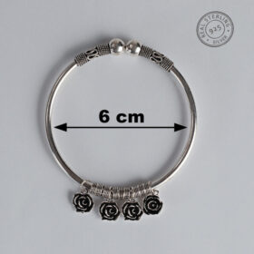 Hanging Rose Silver Oxidised Bracelet 1