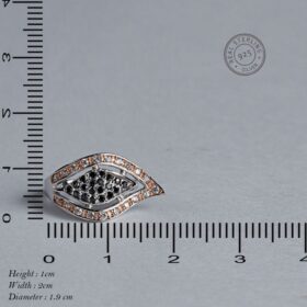 Leafy Designed Black Zirconia Studded Silver Ring