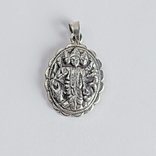 Lord Brahma Oxidised Silver Unisex Pendant