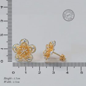 Magnolia Flower Designed Silver Earrings 4
