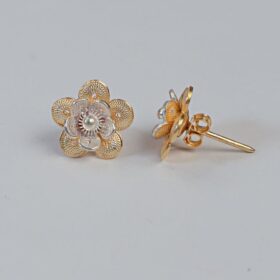 Magnolia Flower Gold Plated Silver Earrings