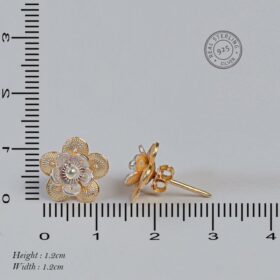 Magnolia Flower Gold Plated Silver Earrings