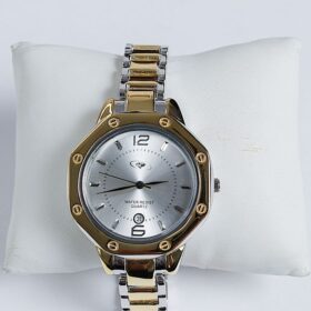 Octagonal Gold plated Men's Silver watch