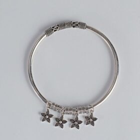 Oxidised Silver Floral Handicraft Bracelet 1