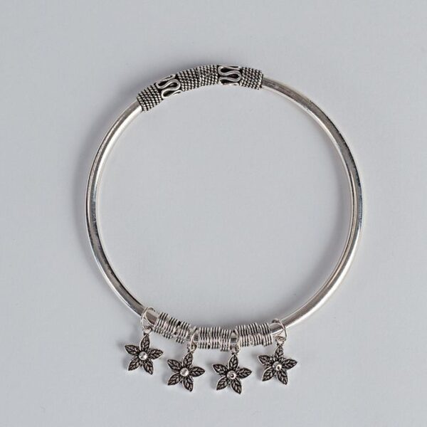 Oxidised Silver Floral Handicraft Bracelet 1