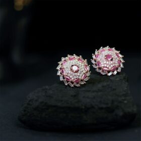 Pink Gems Snowflakes Sterling Silver Earrings