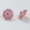 Pink Gems Snowflakes Sterling Silver Earrings