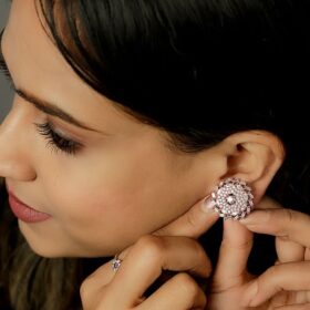 Rose Gold Plated Snowflakes Silver Earrings