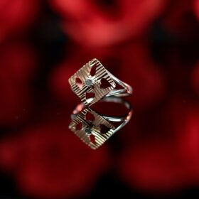 Square shaped Heart designed Silver Ring