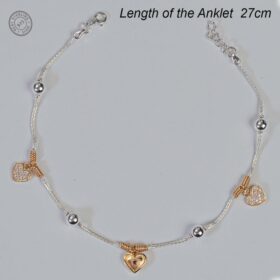 Sterling Silver Heart Charm Anklet