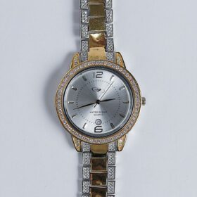 Zirconia Studded Men's Silver Watch