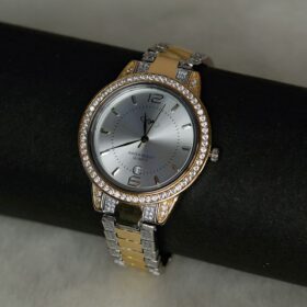 Zirconia Studded Men's Silver Watch
