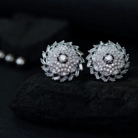 Zirconia Studded Snowflakes Sterling Silver Earrings