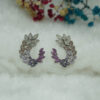 C - Leaf shaped silver studs in colourful stone