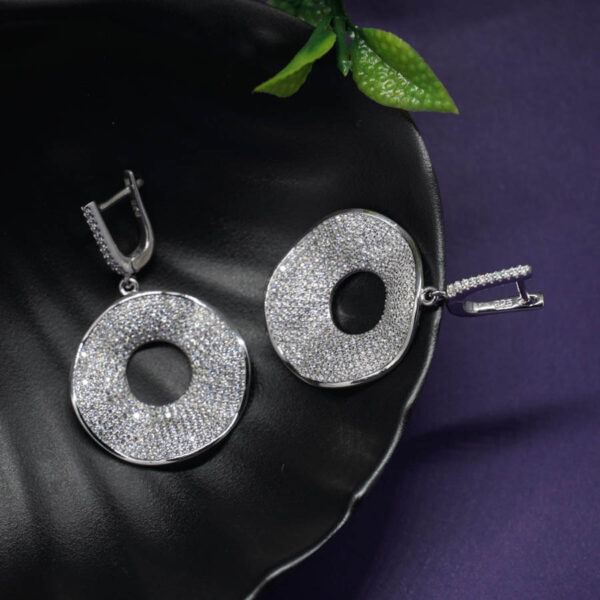 Sterling Silver Disc Diamond earrings