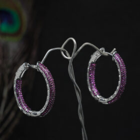 Pave Ruby hoops set in Sterling silver