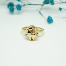 Stylish Stone Studded Floral Gold Ring