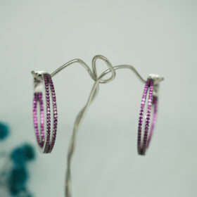 Party silver hoops with Pink Stones