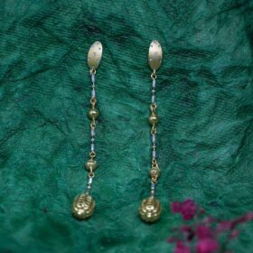 Yellow Golden chain stud earrings