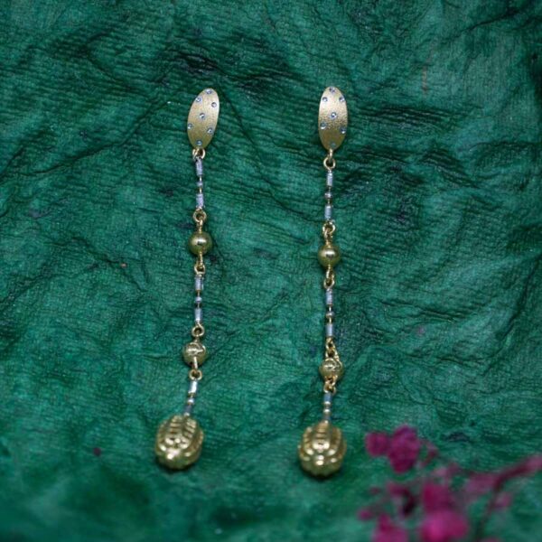 Yellow Golden chain stud earrings